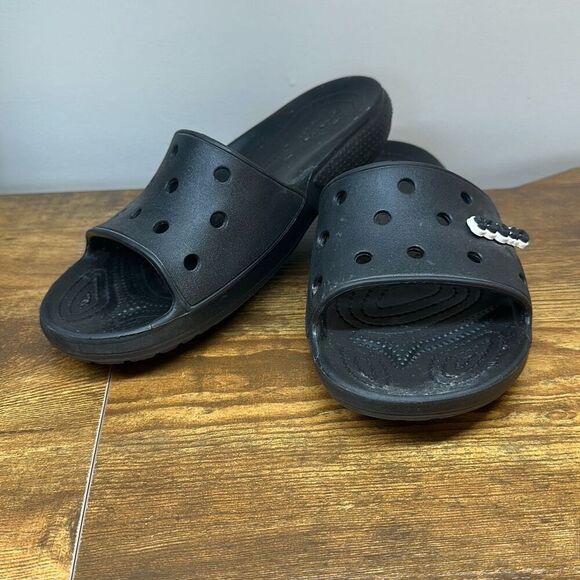 CROCS Unisex Baya Slide Sandals Black size M 7 W 9 - Picture 1 of 10